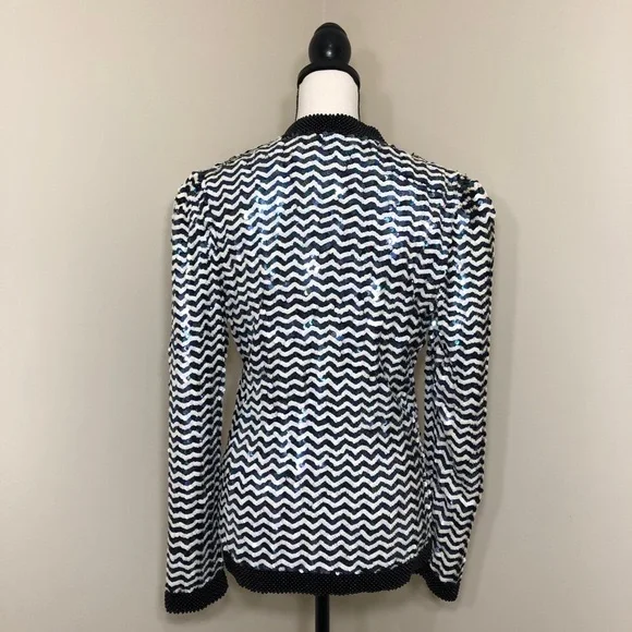 Vintage 80s NiteLine 100% Silk Sequin Blazer Small - Picture 6 of 16